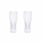 2 chopes de bières en verre double paroi