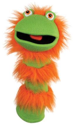 Marionnette Sockettes Zap The Puppet Company – Tricotée, Couineur Dans La Langue, 38 Cm, Grand Sourire, Pour Histoires, Comptines, Développement Expression