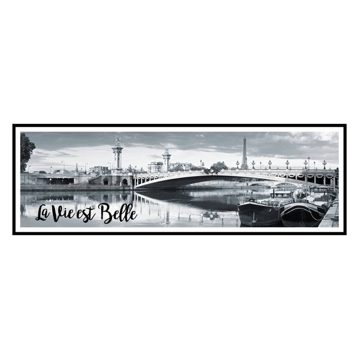 Toile photo \'Citations\' noir blanc (Paris - La Vie est Belle) - 90x30 cm - [A0147]