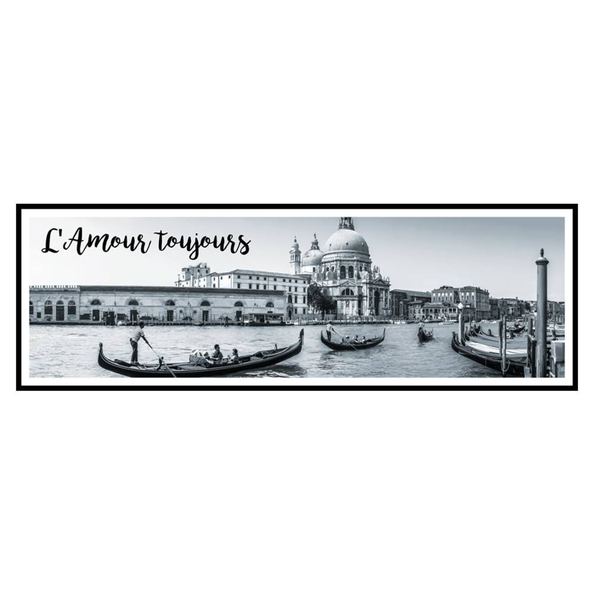 Toile photo \'Citations\' noir blanc (Venise - L\'Amour Toujours) - 90x30 cm - [A0148]