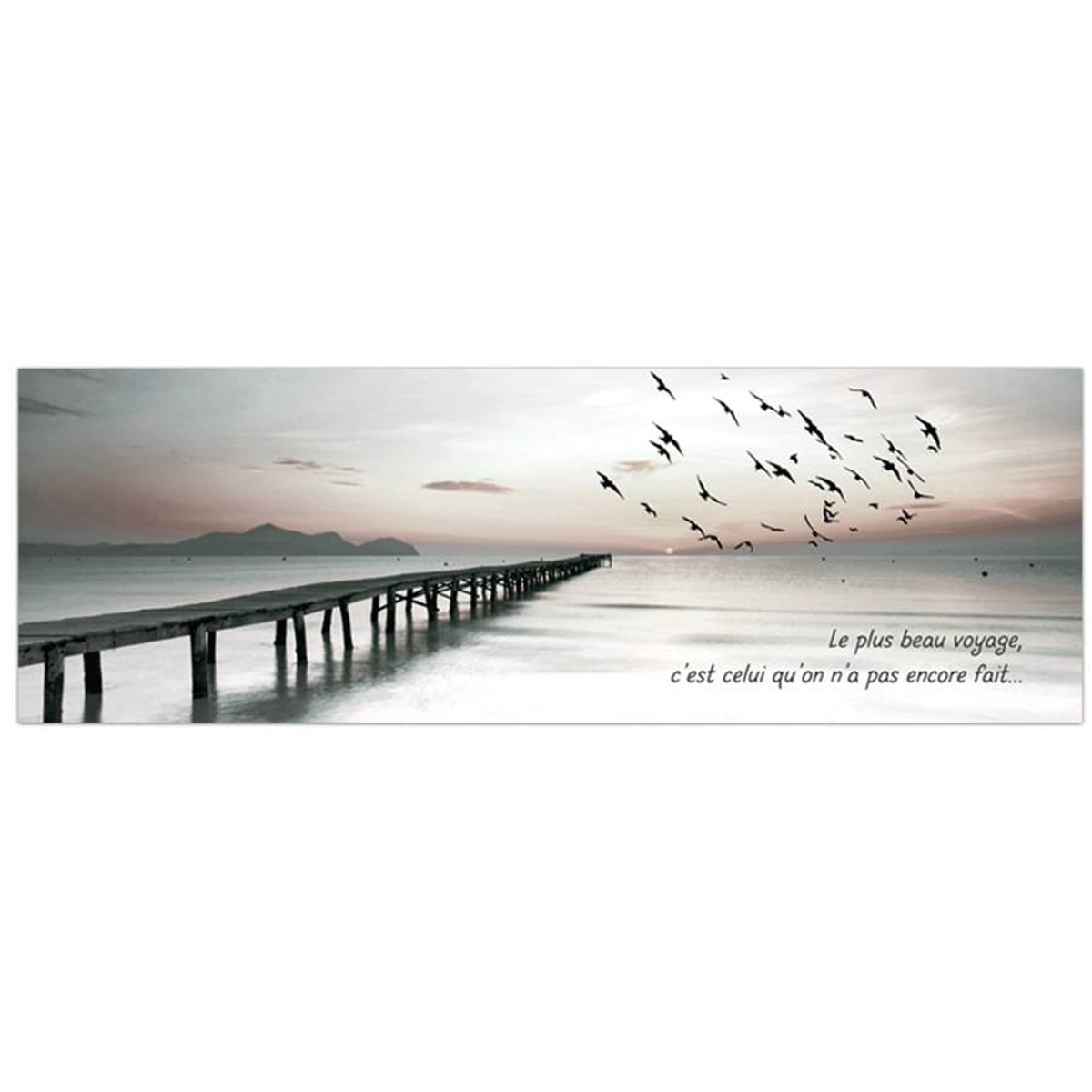 Toile créateur \'Citations\' gris (Le plus beau voyage, c\'est celui qu\'on n\'a pas encore fait ) - 90x30 cm - [A0152]