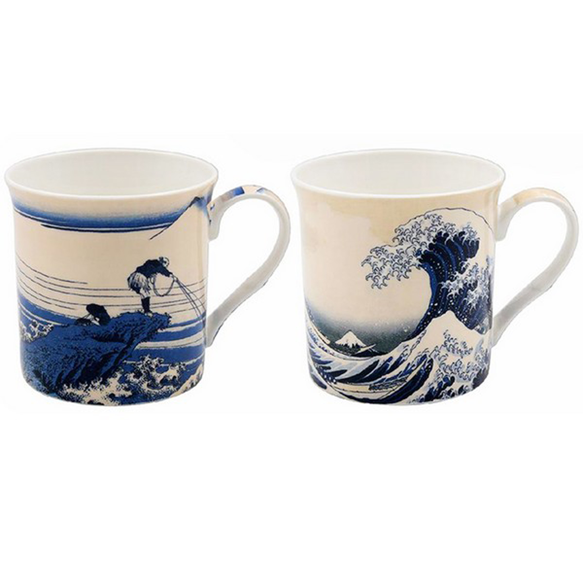 Coffret cadeau porcelaine \'Hokusai\' (2 mugs) - 85x85 mm (La Grande Vague de Kanagawa) - [A0201]