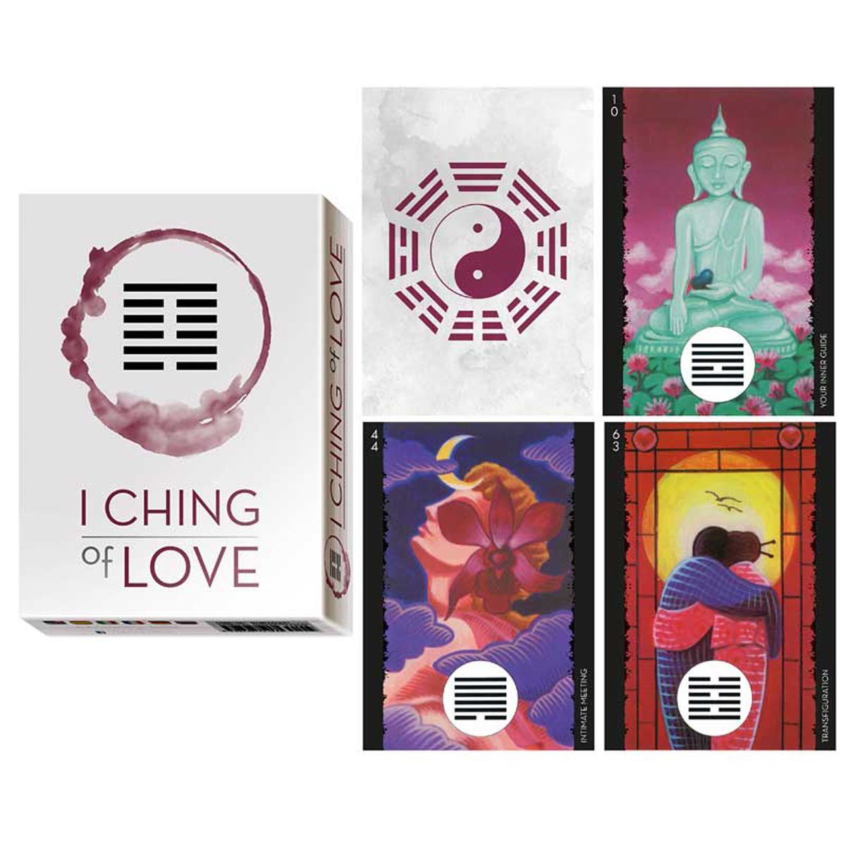 Jeu de cartes d\'inspiration \'I Ching of Love\' blanc (oracles) - 135x10x3 cm - [A0205]