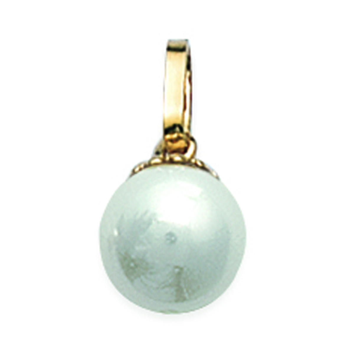 Pendentif Plaqué Or \'Perle\' ivoire doré - 8 mm - [A0379]