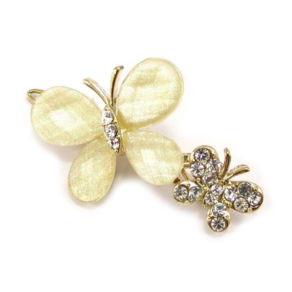 Barrette créateur \'Sissi\' ivoire (papillon) - 50x30 mm - [A0488]