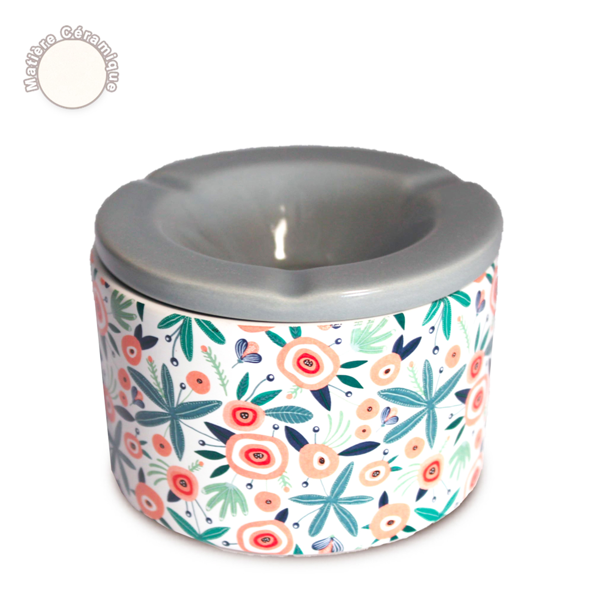 Cendrier marocain céramique \'Floral\' multicolore - 10x7 cm - [A0561]