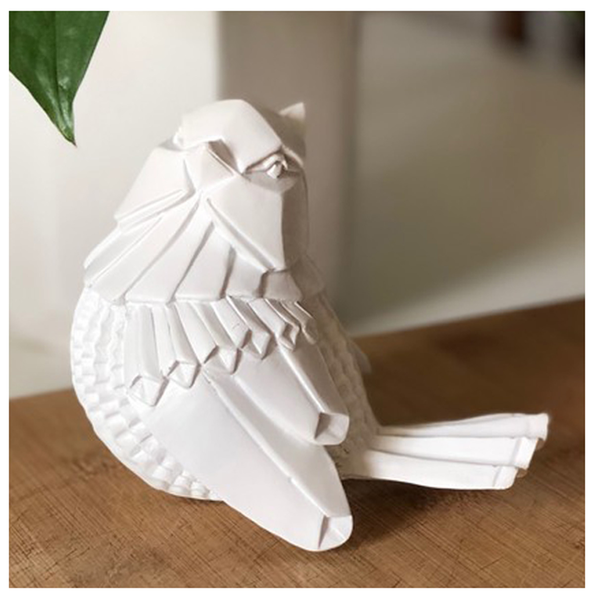 Figurine 3D résine \'Origami\' blanc (oiseau) - 10 cm - [A0629]