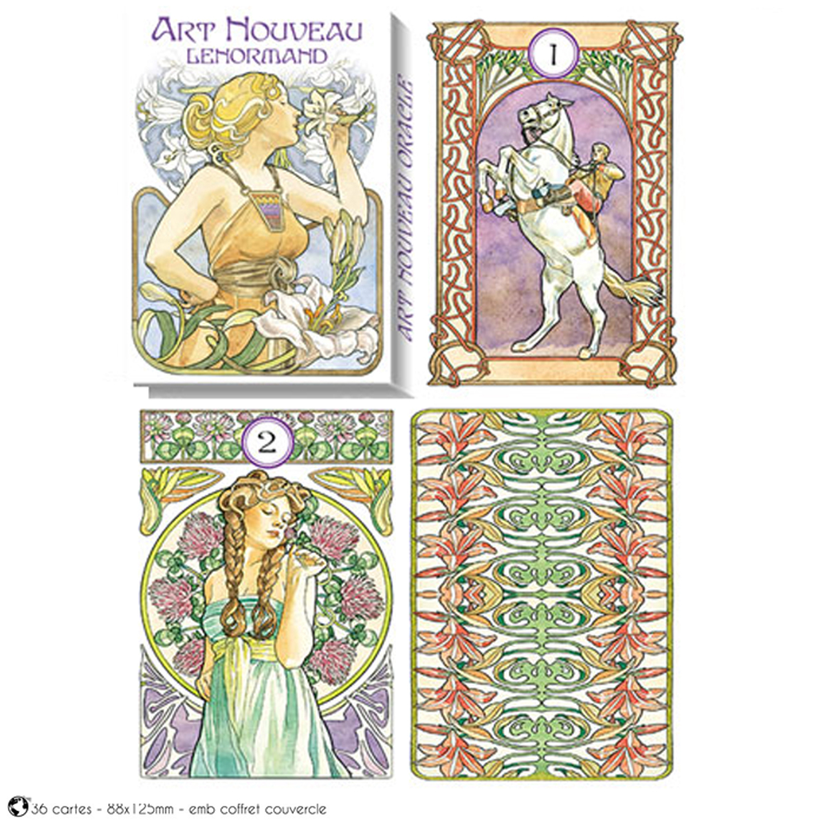 Jeu de cartes d\'inspiration \'Art Nouveau Lenormand\' (oracles) - 135x10x3 cm - [A1008]