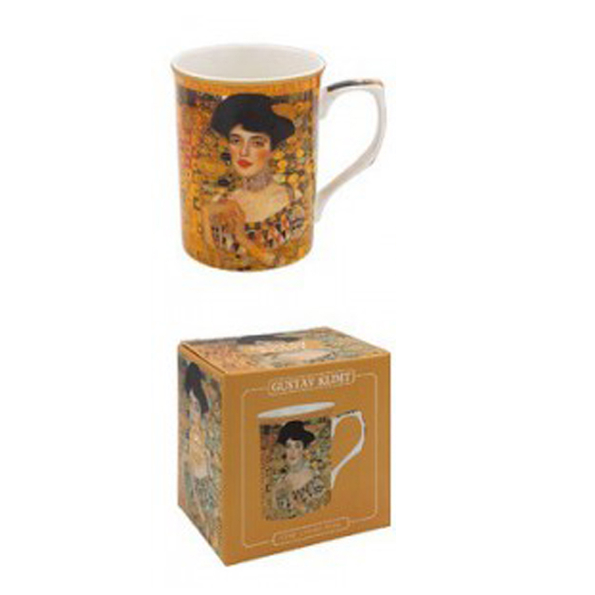 Mug porcelaine \'Gustav Klimt\' marron (Adèle) - 10x75 cm - [A1255]