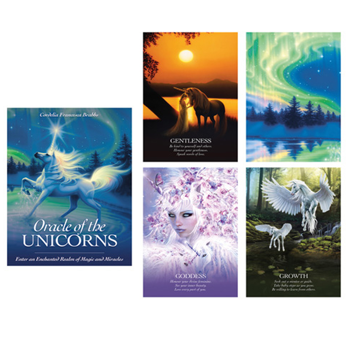 Jeu de cartes d\'inspiration \'Unicorns\' bleu (oracles) - 17x125x25 cm - [A1269]