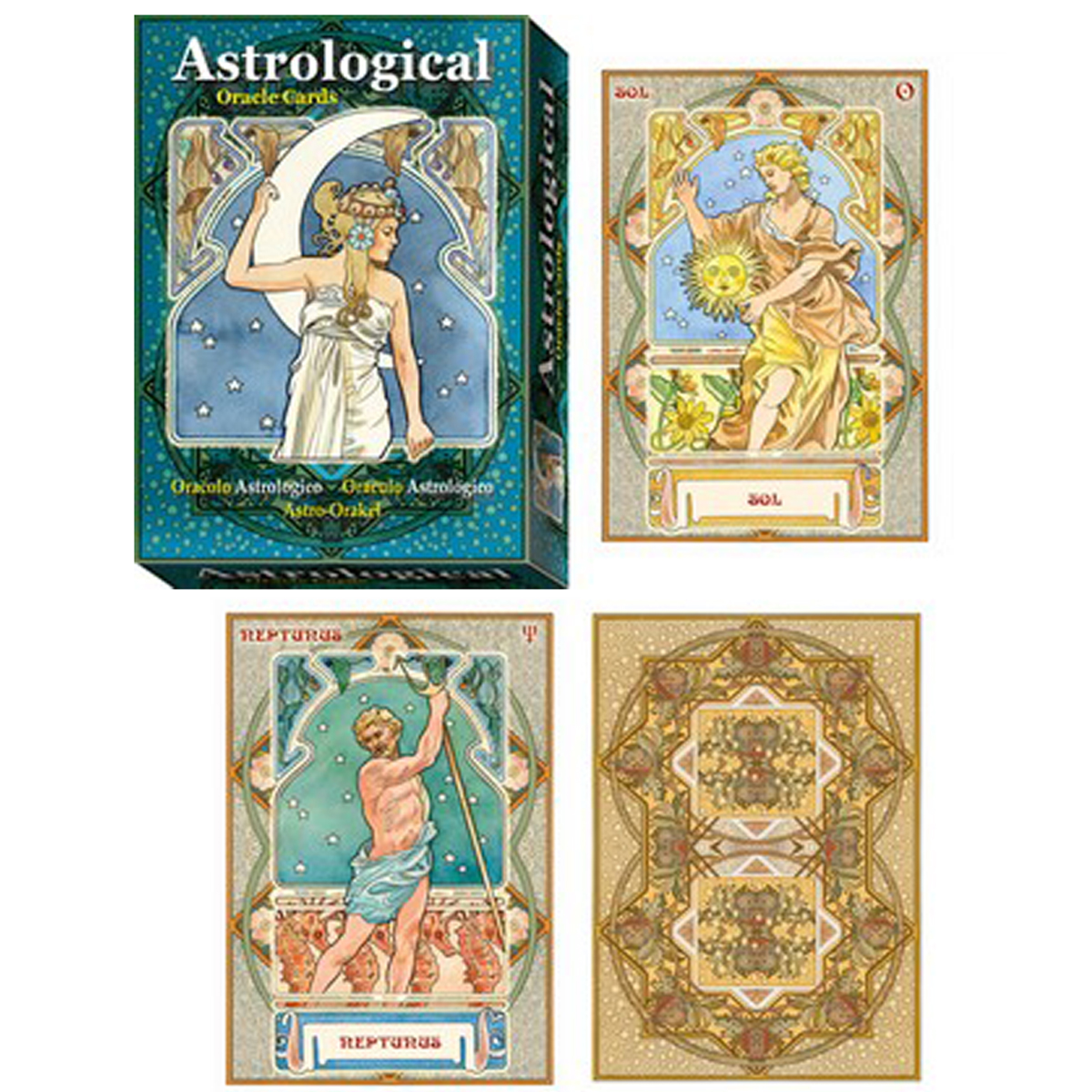Jeu de cartes d\'inspiration \'Astrological Oracle\' bleu (oracles) - 135x10x3 cm - [A1270]