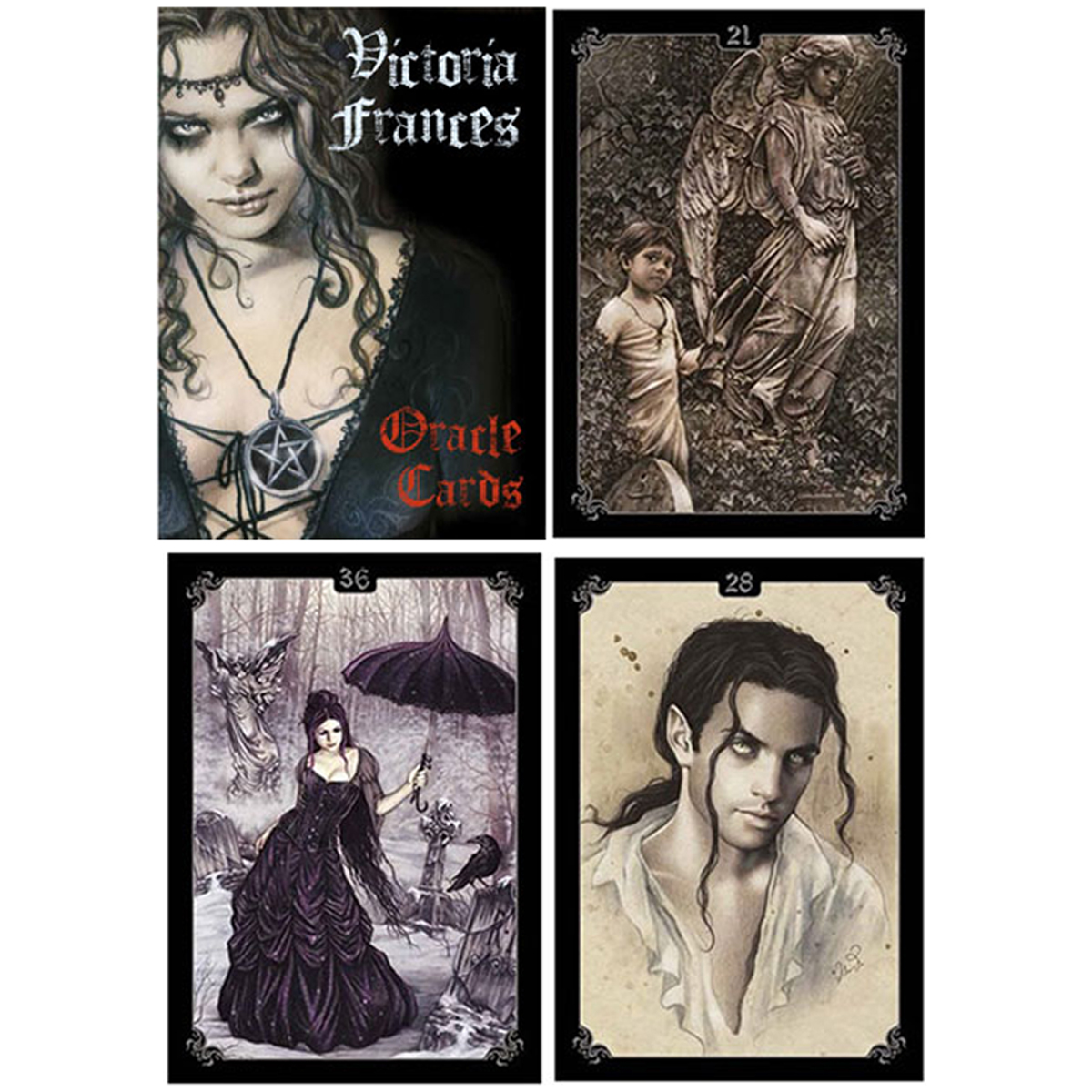 Jeu de cartes d\'inspiration \'Victoria Frances\' noir (oracles) - 135x10x3 cm - [A1271]