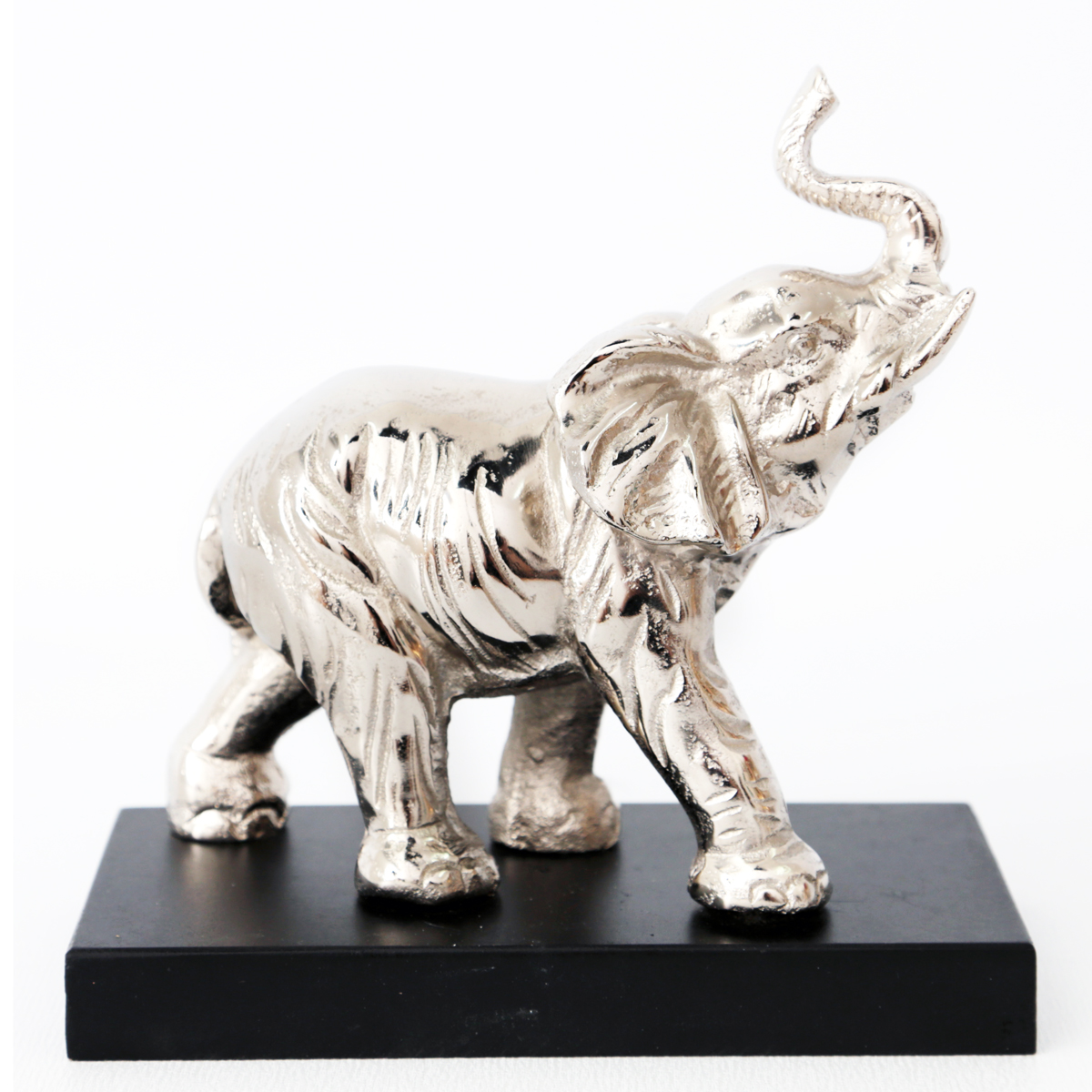 Figurine métal \'Eléphant\' argenté noir - 19x19x9 cm - [A1413]