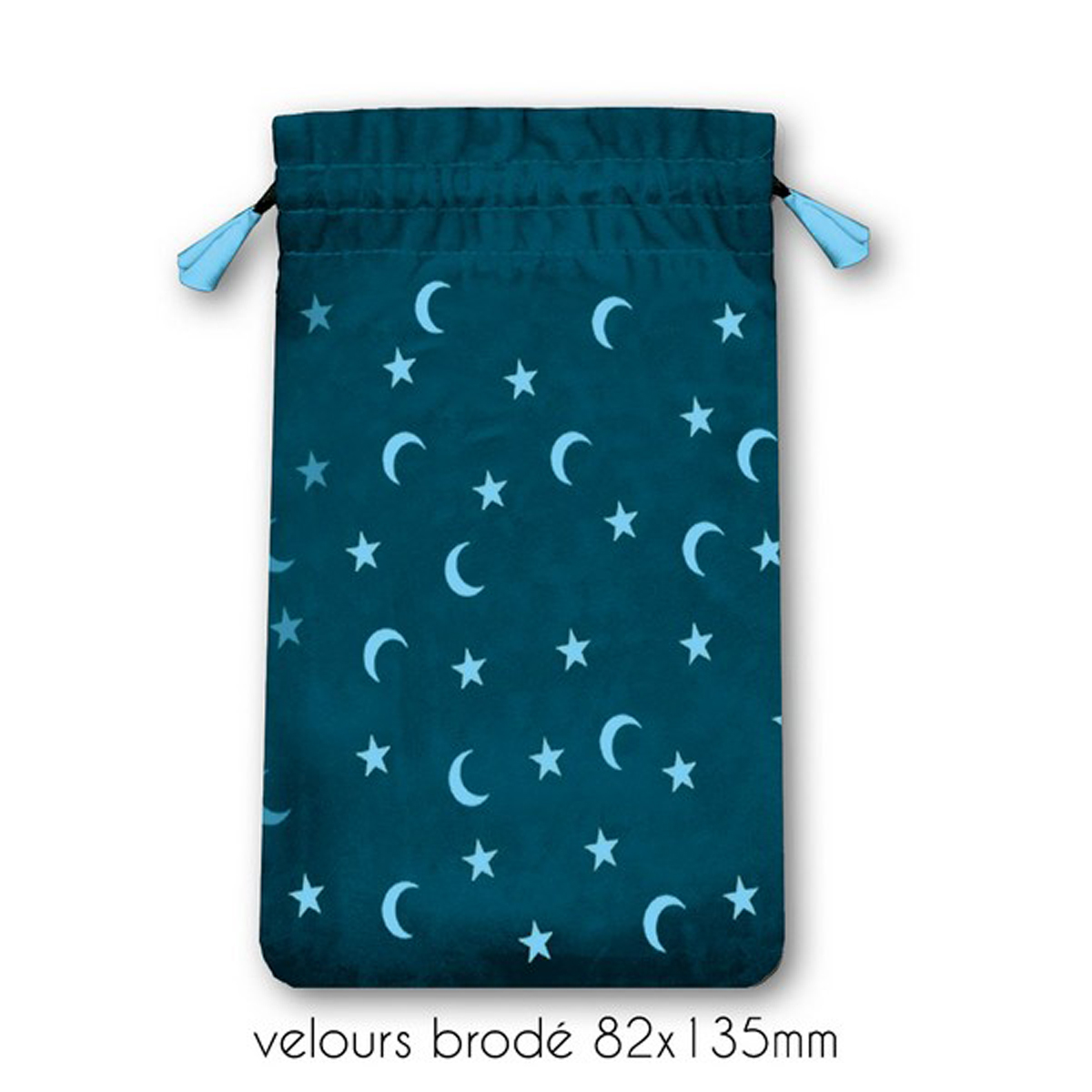 Pochette tarot velours \'Moon and Star\' turquoise - 13x8 cm - [A1435]