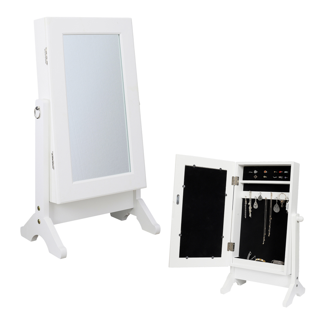 Coffret à Bijoux / Armoire à bijoux bois \'Scarlett\' blanc - 67x34x22 cm - [A1455]