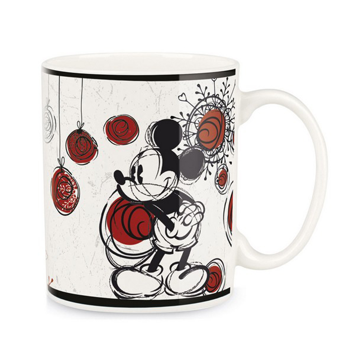 Mug céramique \'Mickey\' (Mickey Mouse) blanc rouge - 90x85 mm (330 ml) - [A1479]