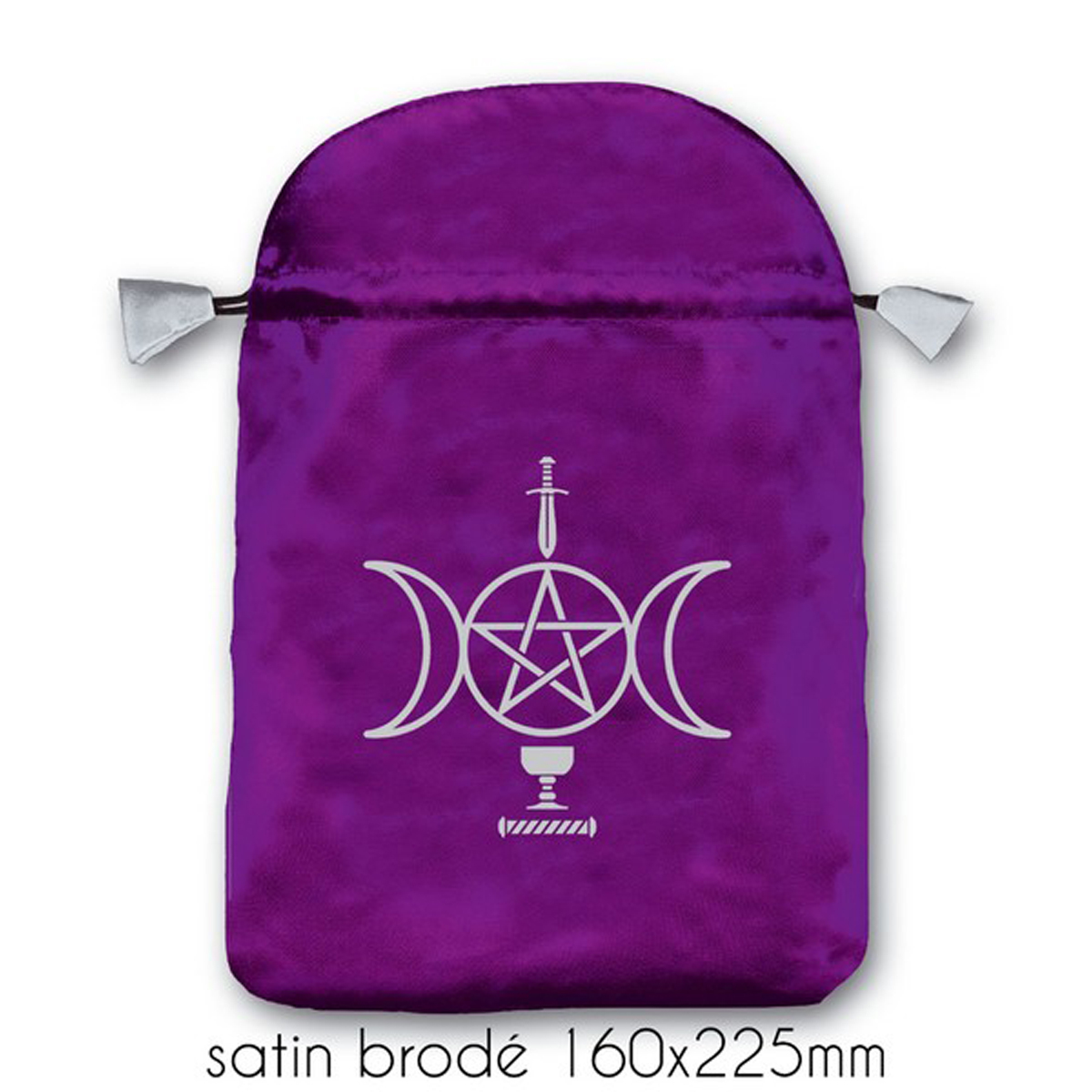 Pochette tarot satin \'Sensual Wicca\' violet - 22x16 cm - [A1492]