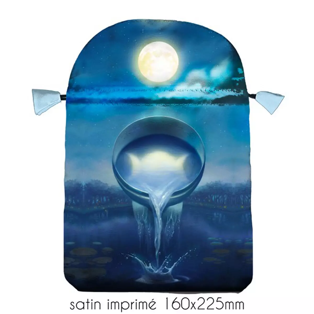 les trésors de lily Pochette tarot satin 'Silver Witchcraft' bleu 22x16 cm [A1499]