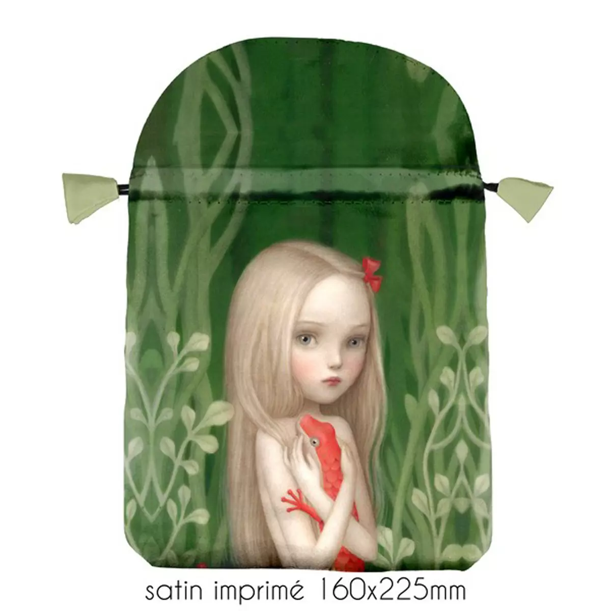 les trésors de lily Pochette tarot satin 'Ceccoli' vert 22x16 cm [A1500]