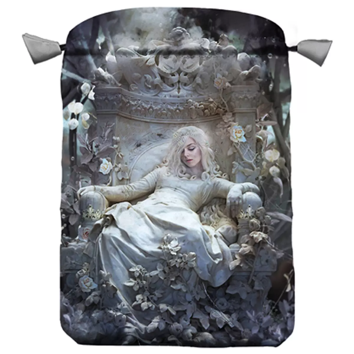 les trésors de lily Pochette tarot satin 'La Nuit' gris 22x16 cm [A1510]