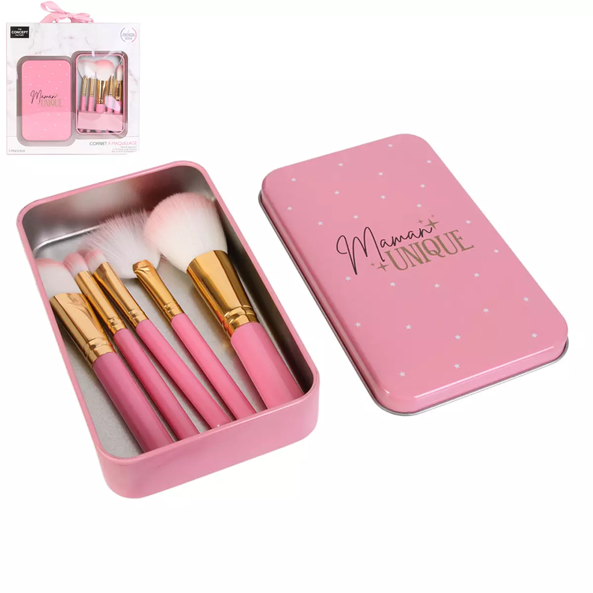les trésors de lily Coffret 5 pinceaux de maquillage 'Maman Unique' 15x9x3 cm [A1780]