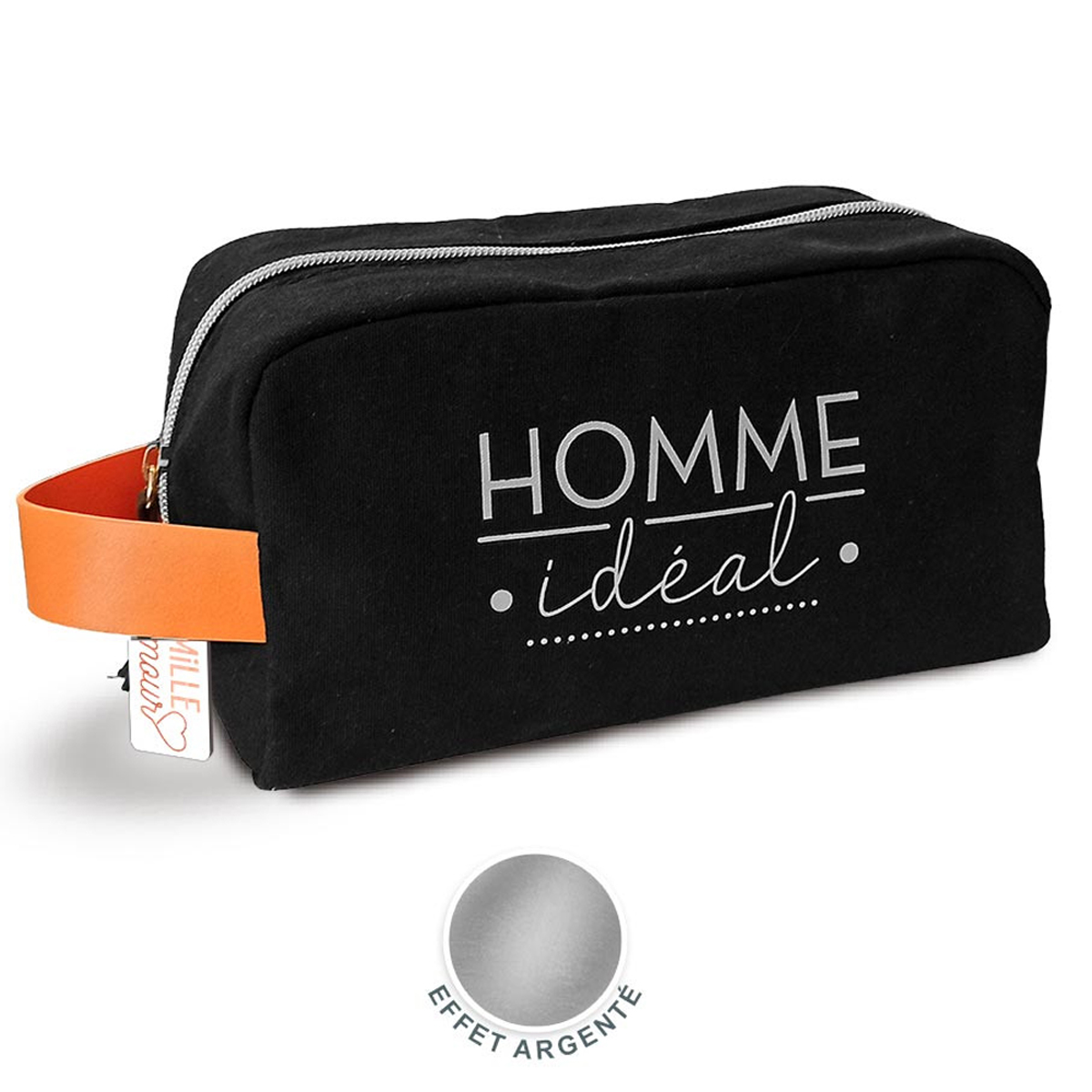 Trousse de toilette créateur \'Homme Idéal\' noir - 22x12x10 cm - [A1863]