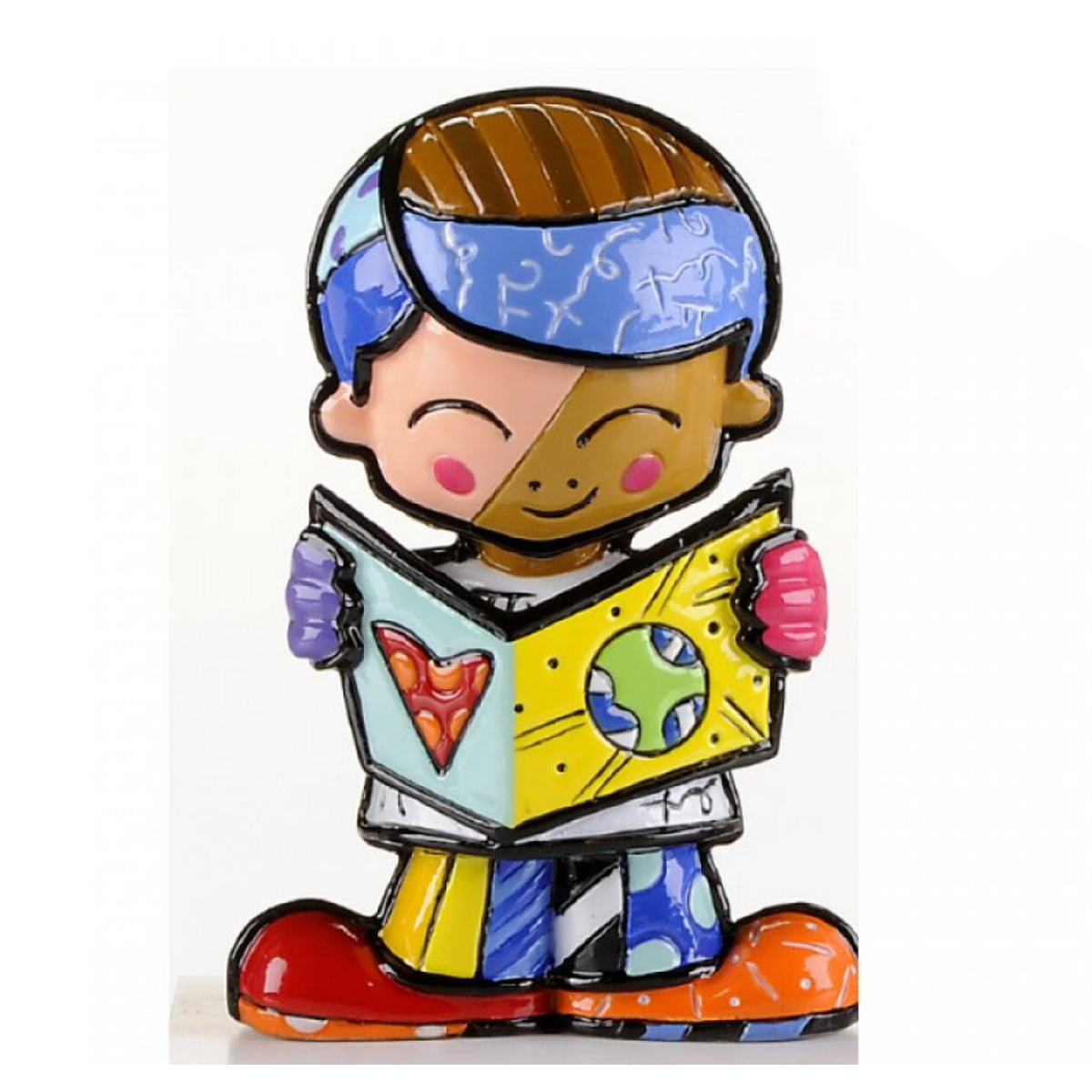 Figurine créateur \'Britto\' multicolore (petit garçon écolier) - 65 mm - [A1969]