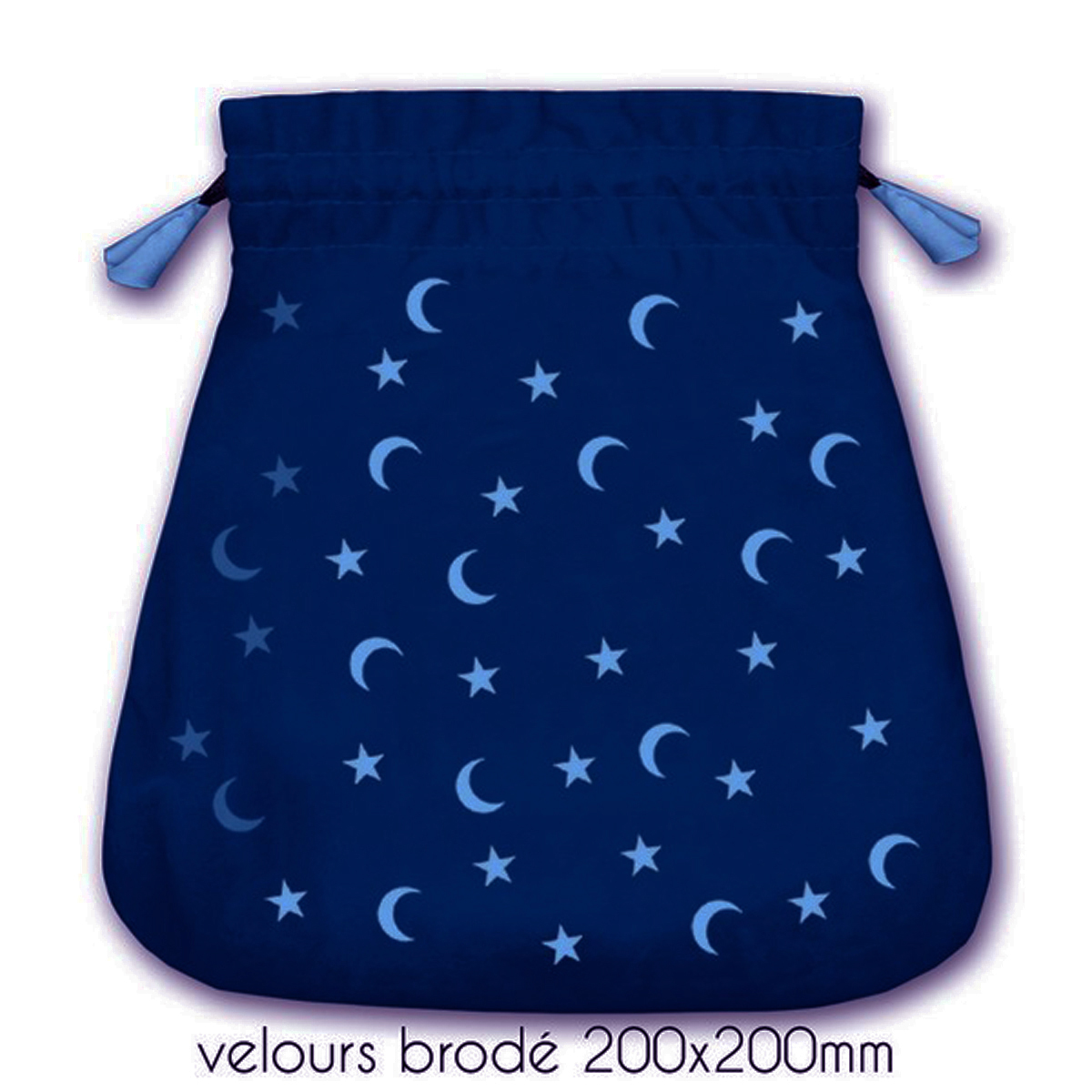 Pochette tarot velours \'Moon and Stars\' marine - 20x20 cm - [A1996]