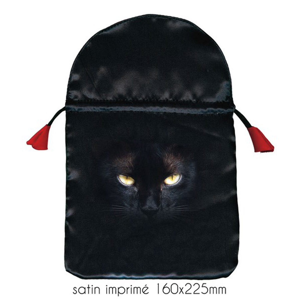Pochette tarot satin \'Black Cat\' noir bleu - 22x16 cm - [A1997]