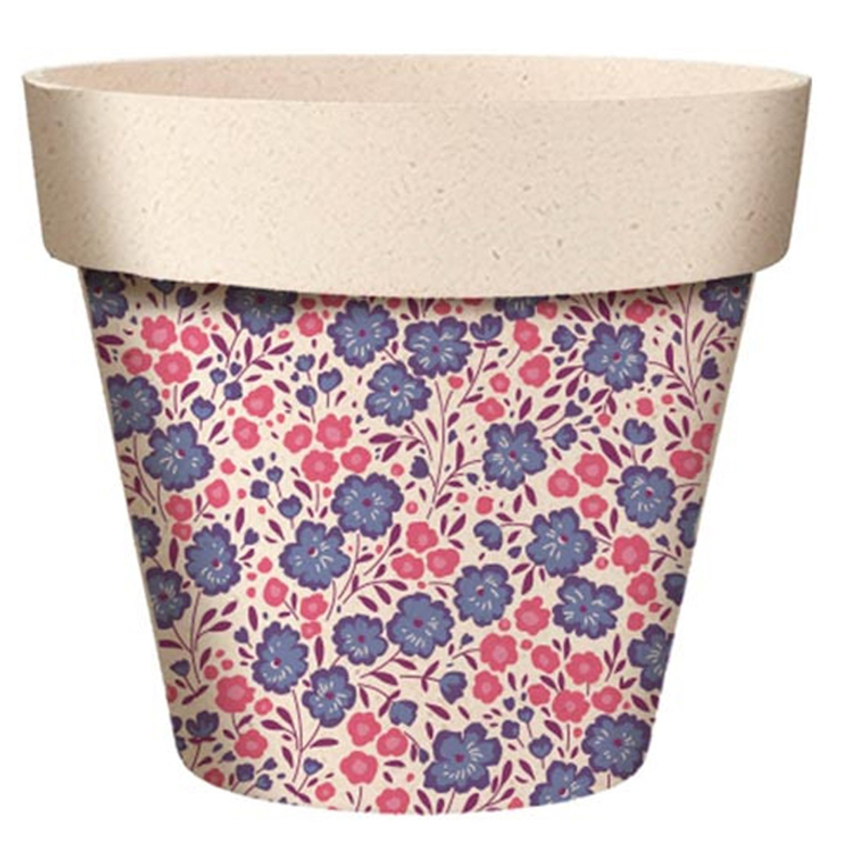 Cache-pot bambou \'Fleurs\' violet rose beige - 255x24 cm - [A2039]