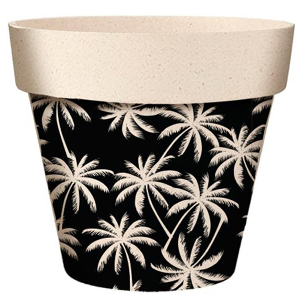 Cache-pot bambou \'Palmiers\' beige noir - 255x24 cm - [A2041]