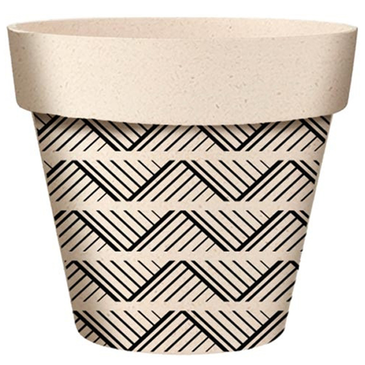 Cache-pot bambou \'Boho\' noir beige  - 22x21 cm - [A2157]