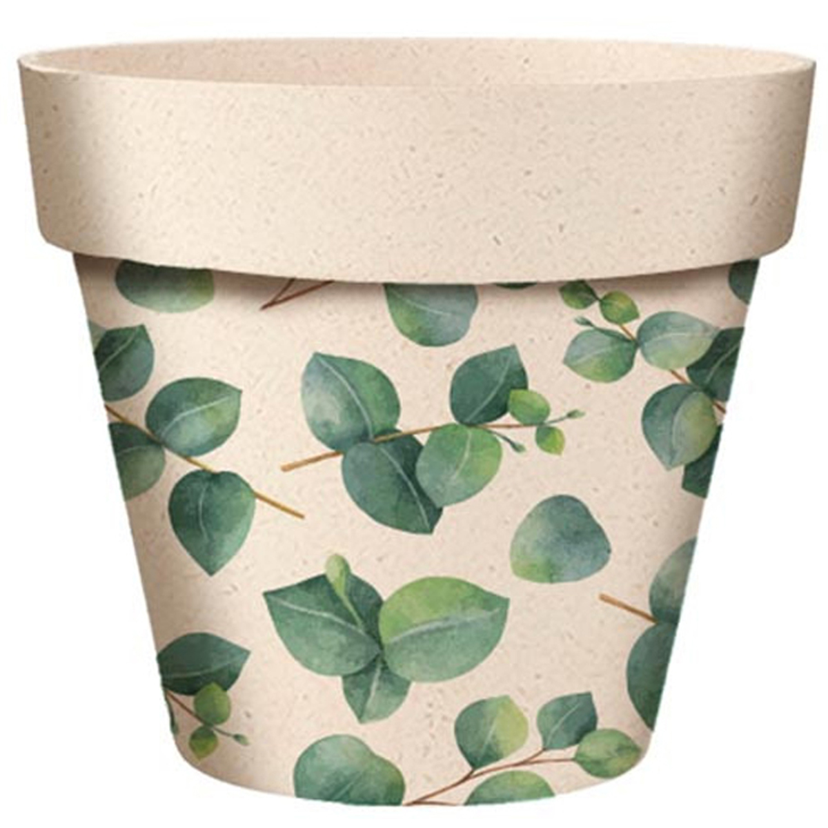 Cache-pot bambou \'Tropical\' vert beige  - 22x21 cm (eucalyptus) - [A2164]