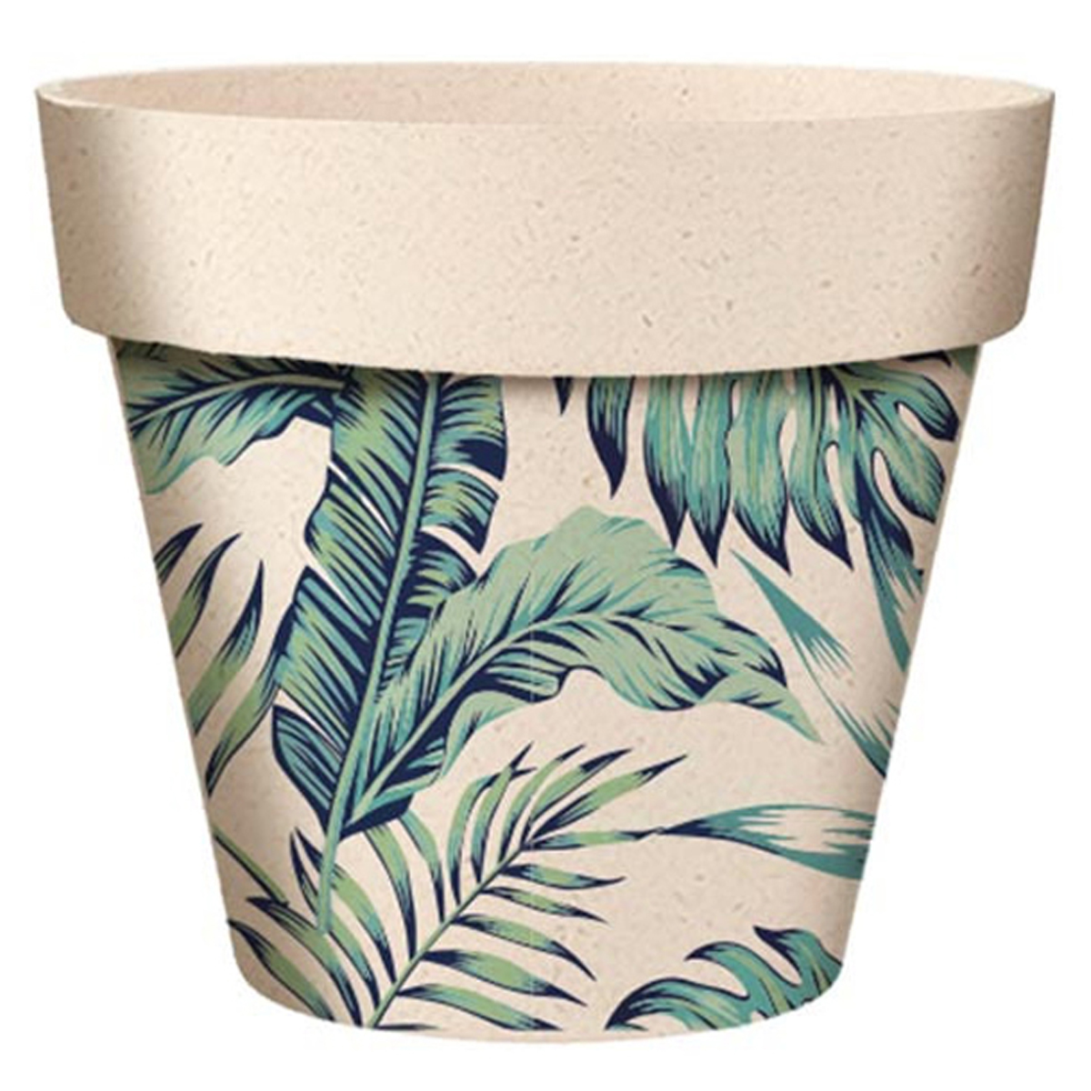 Cache-pot bambou \'Tropical\' vert beige  - 22x21 cm - [A2165]