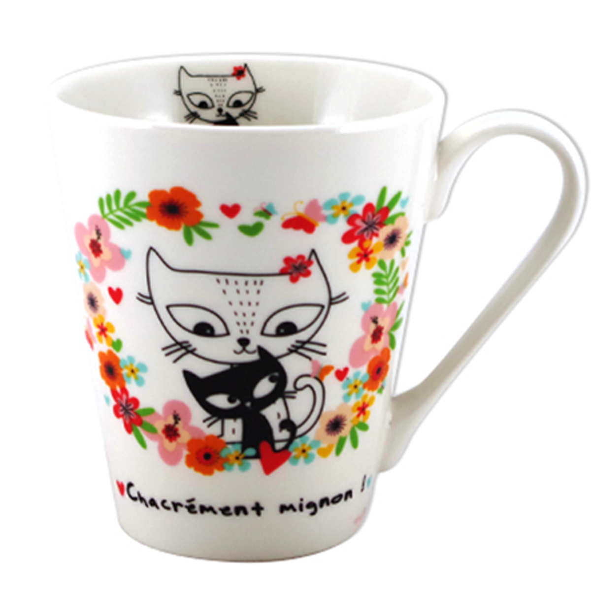 Mug porcelaine \'Chats\' multicolore (Chacrément mignon !) - 100x85 mm (32 cl) - [A2175]