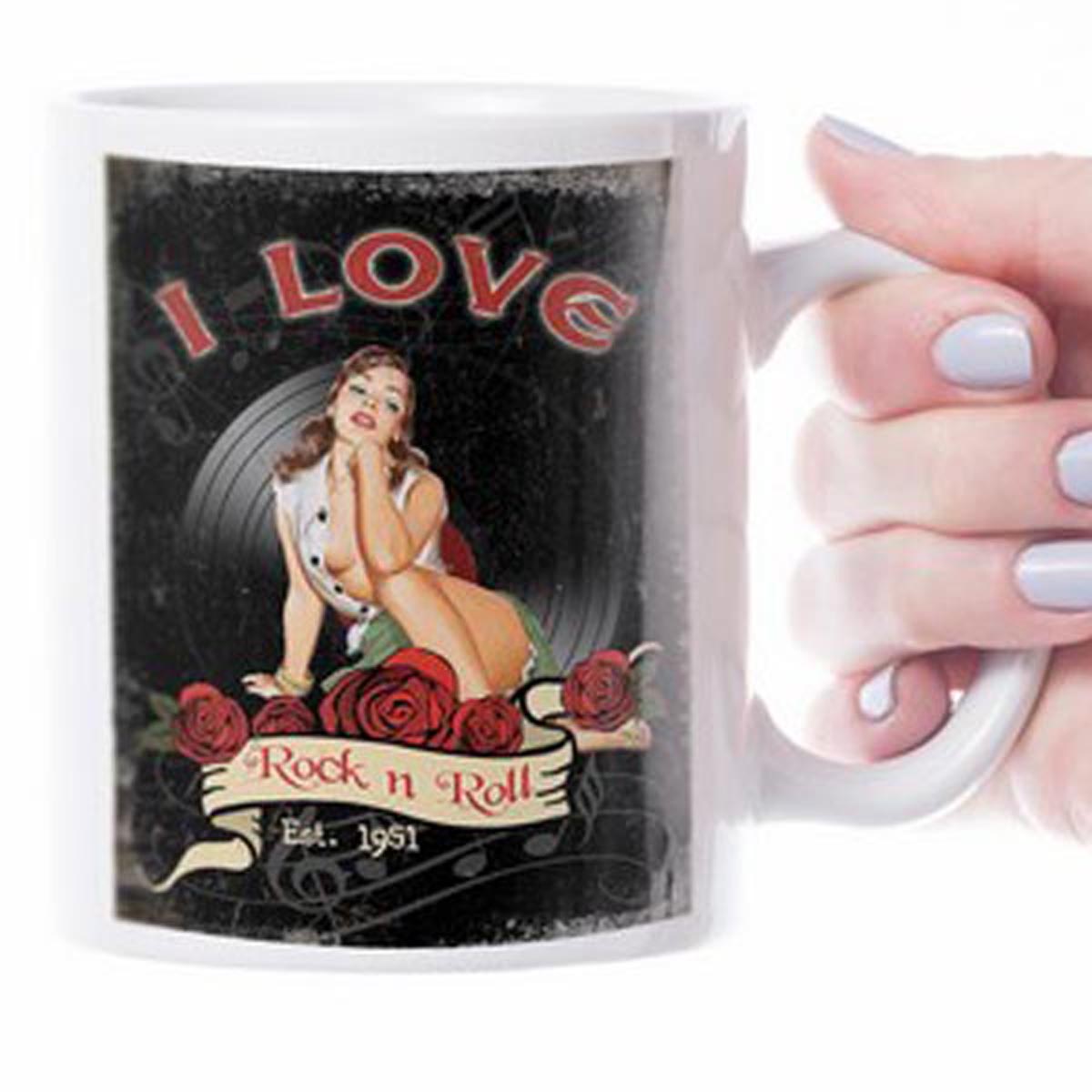 Mug céramique \'I Love Rock N Roll\' noir (1951) - 95x80 mm - [A2184]