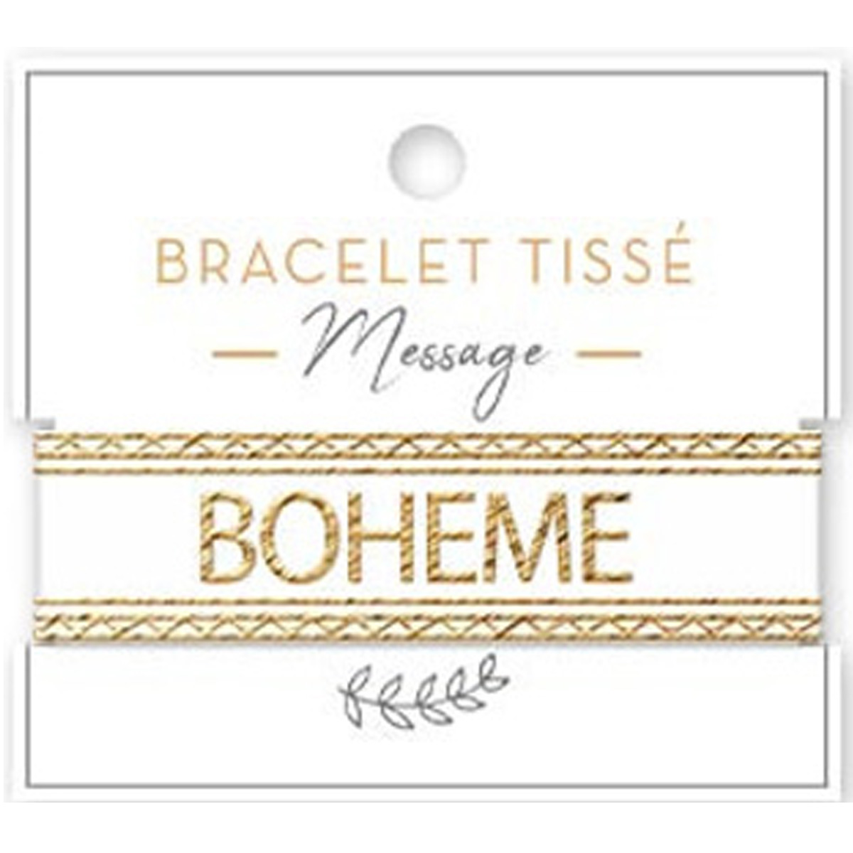 Bracelet tissu \'Bohème\' blanc doré - 20 mm - [A2203]