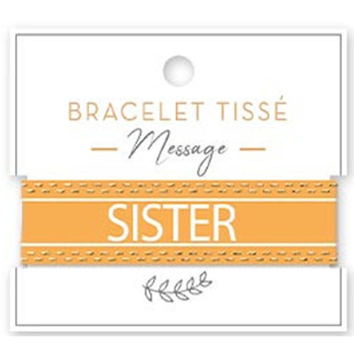 Bracelet tissu \'Sister\' jaune blanc - 20 mm - [A2206]