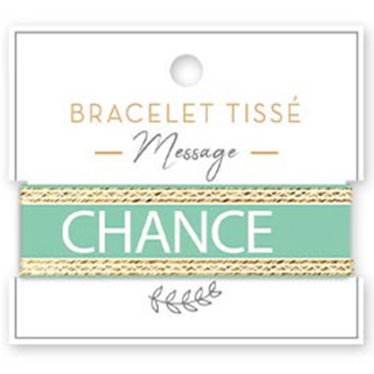 Bracelet tissu \'Chance\' turquoise doré - 20 mm - [A2207]