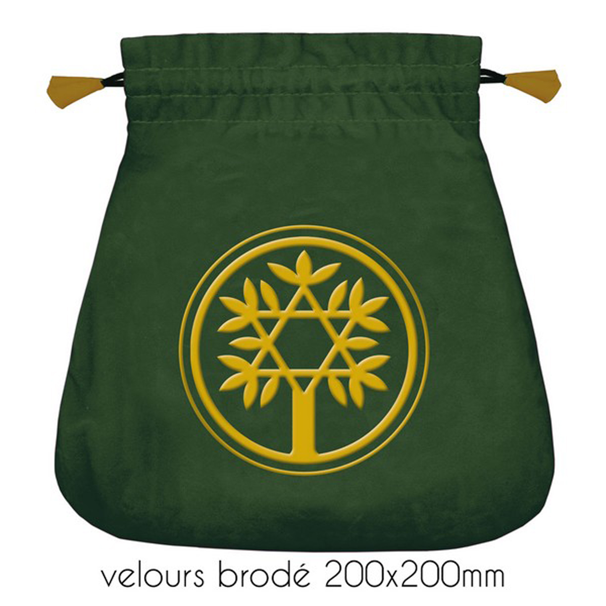 Pochette tarot velours \'Celtic Tree\' vert - 20x20 cm - [A2238]