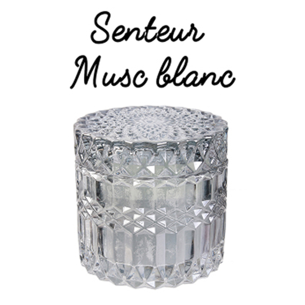 Bougie parfumée \'Scarlett\' gris (verre) - 9x9 cm (musc blanc) - [A2300]