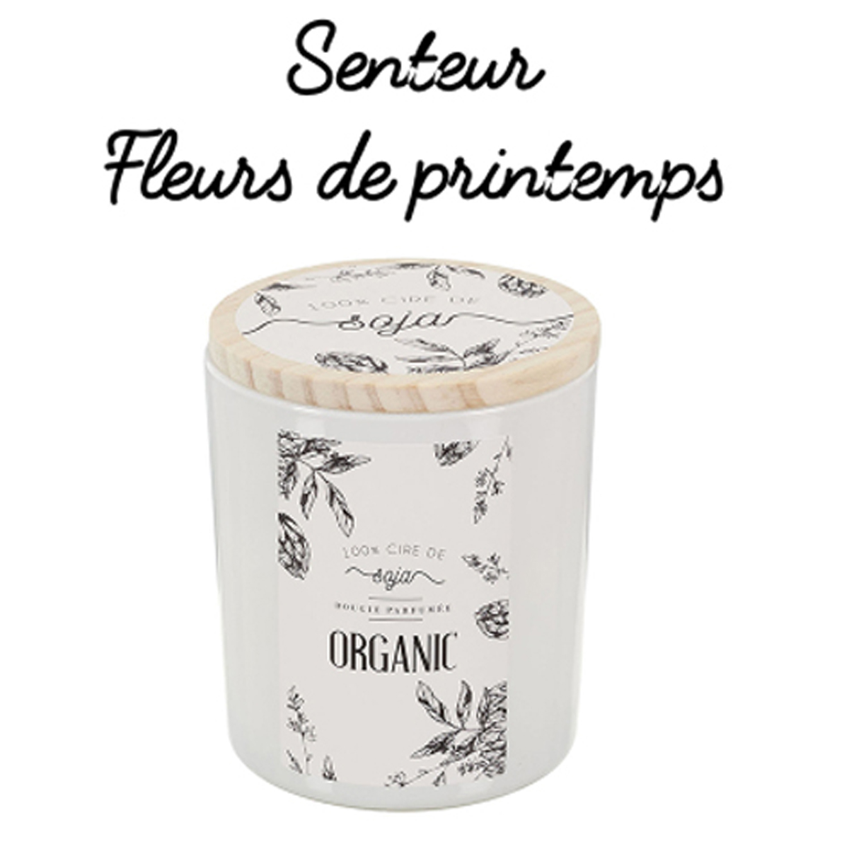 Bougie parfumée soja \'Organic\' - 10x9 cm (fleurs printemps) - [A2308]