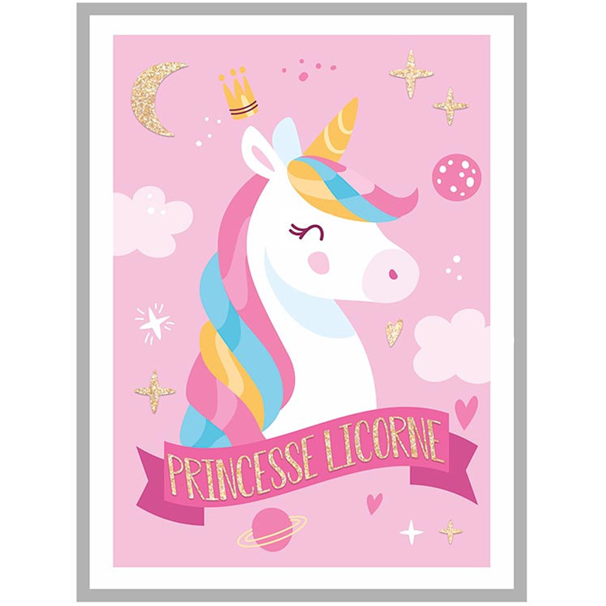 Toile enfant \'Licorne My Unicorn\' rose (Princesse Licorne) - 40x30 cm - [A2333]