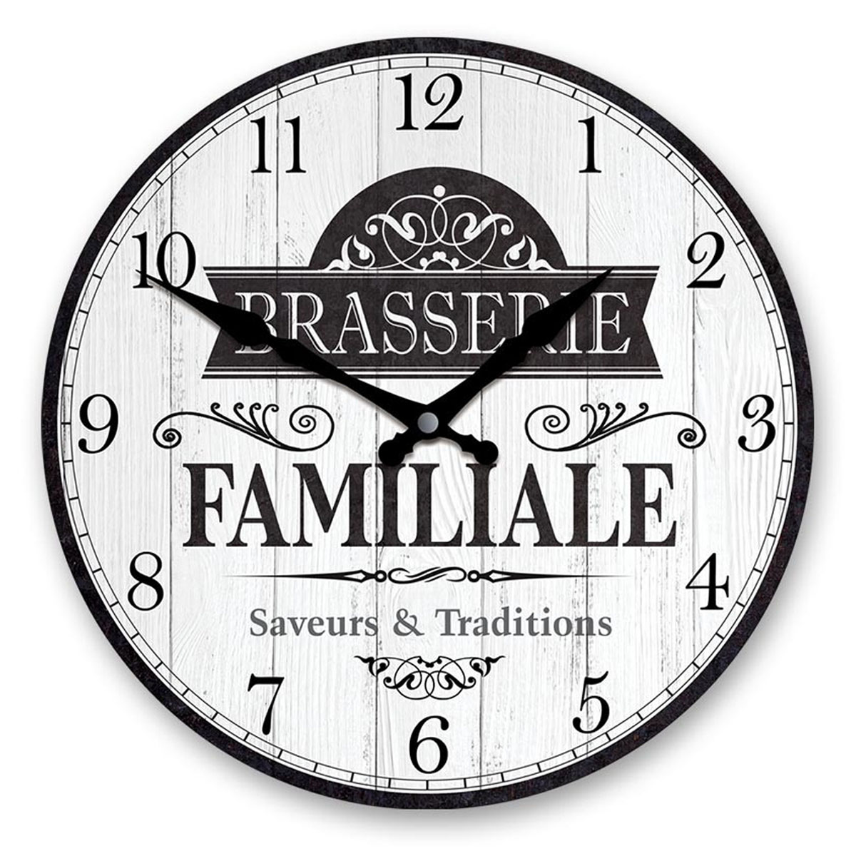 Horloge Murale bois \'Brasserie Familiale\' gris - 28 cm) -  28 cm - [A2773]