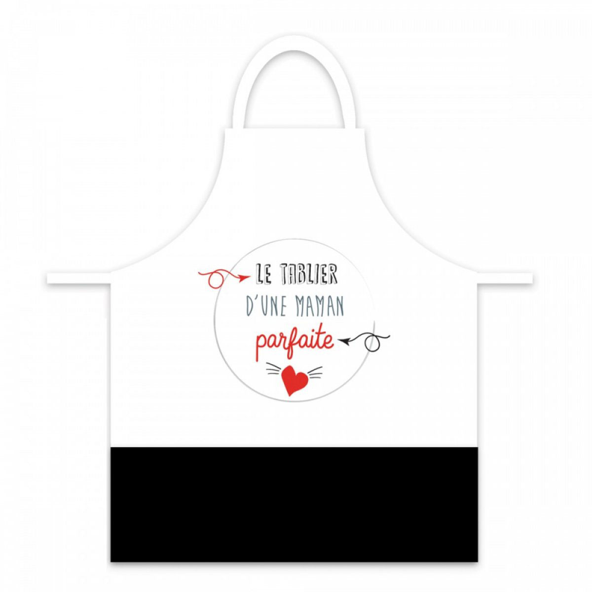 Tablier créateur \'Le Tablier d\'une Maman Parfaite\' blanc noir - 78x68 cm - [A2782]
