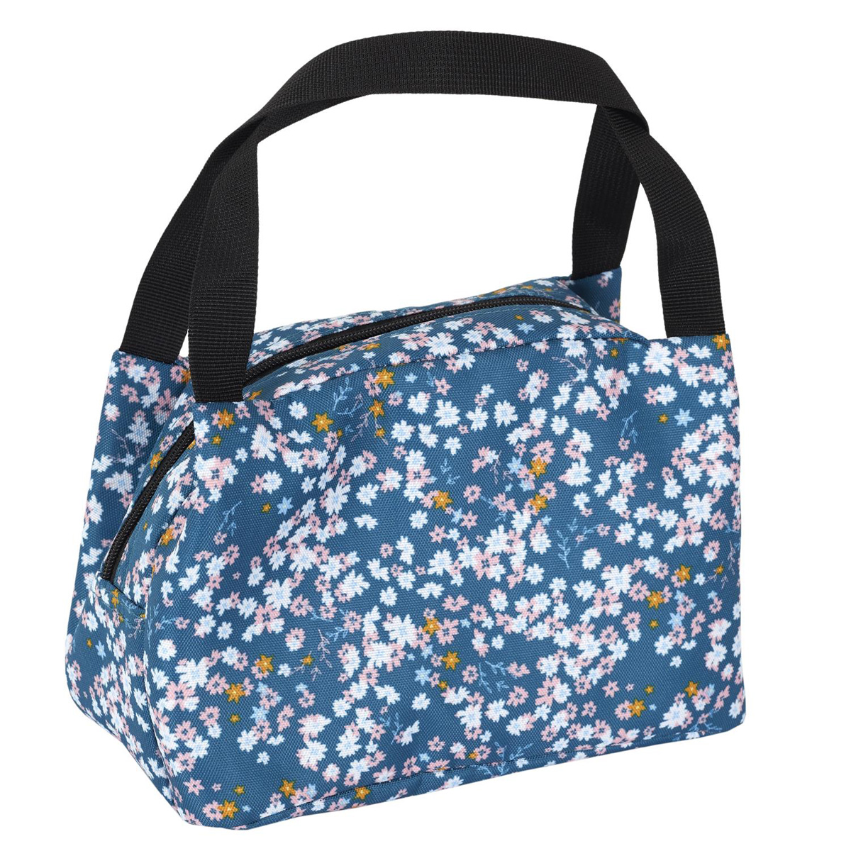 Sac repas fraicheur / Lunch bag \'Floral\' bleu - 25x16x14 cm - [A2874]