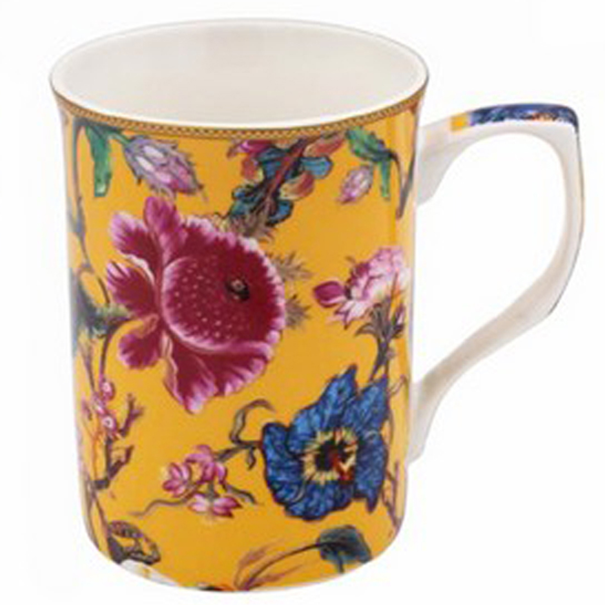 Mug porcelaine \'William Morris Collection\' jaune multicolore (Anthina) - 100x75 mm - [A2951]
