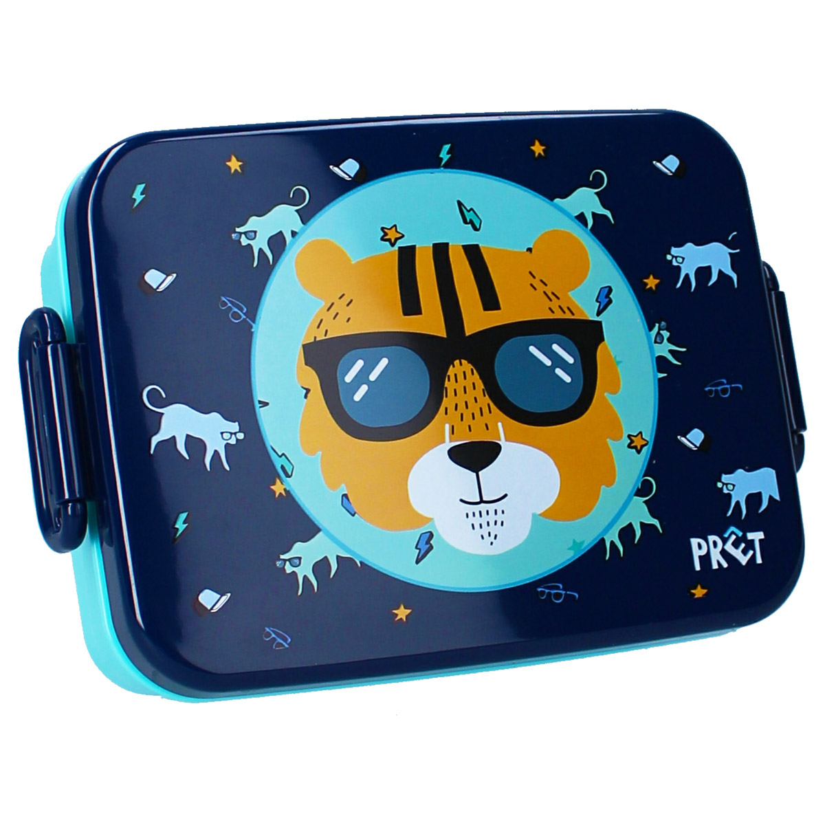 Lunch box \'Tigre\' bleu orange - 16x13x5 cm - [A3071]