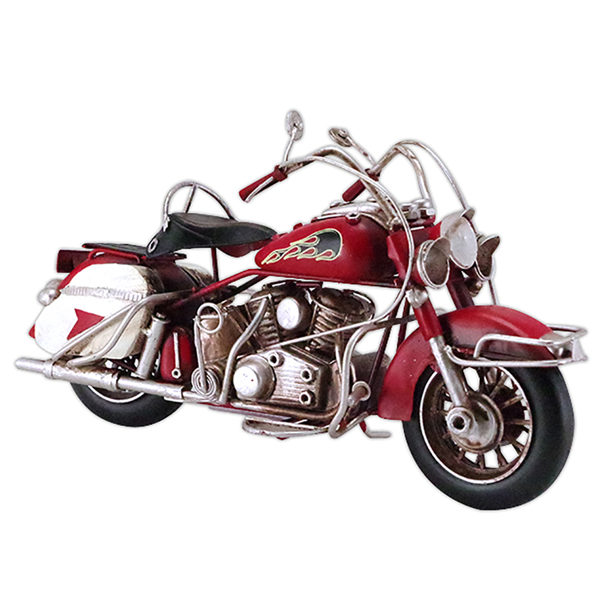 Moto métal vintage \'American Dream\' rouge noir - 28x15x10 cm  - [A3231]