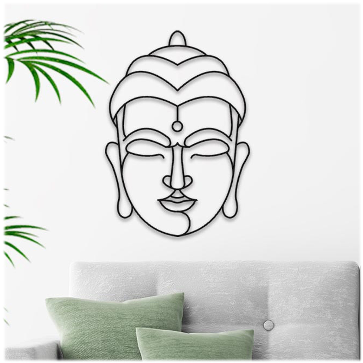 Décoration métal XXL \'Bouddha\' noir - 70x50 cm - [A3246]